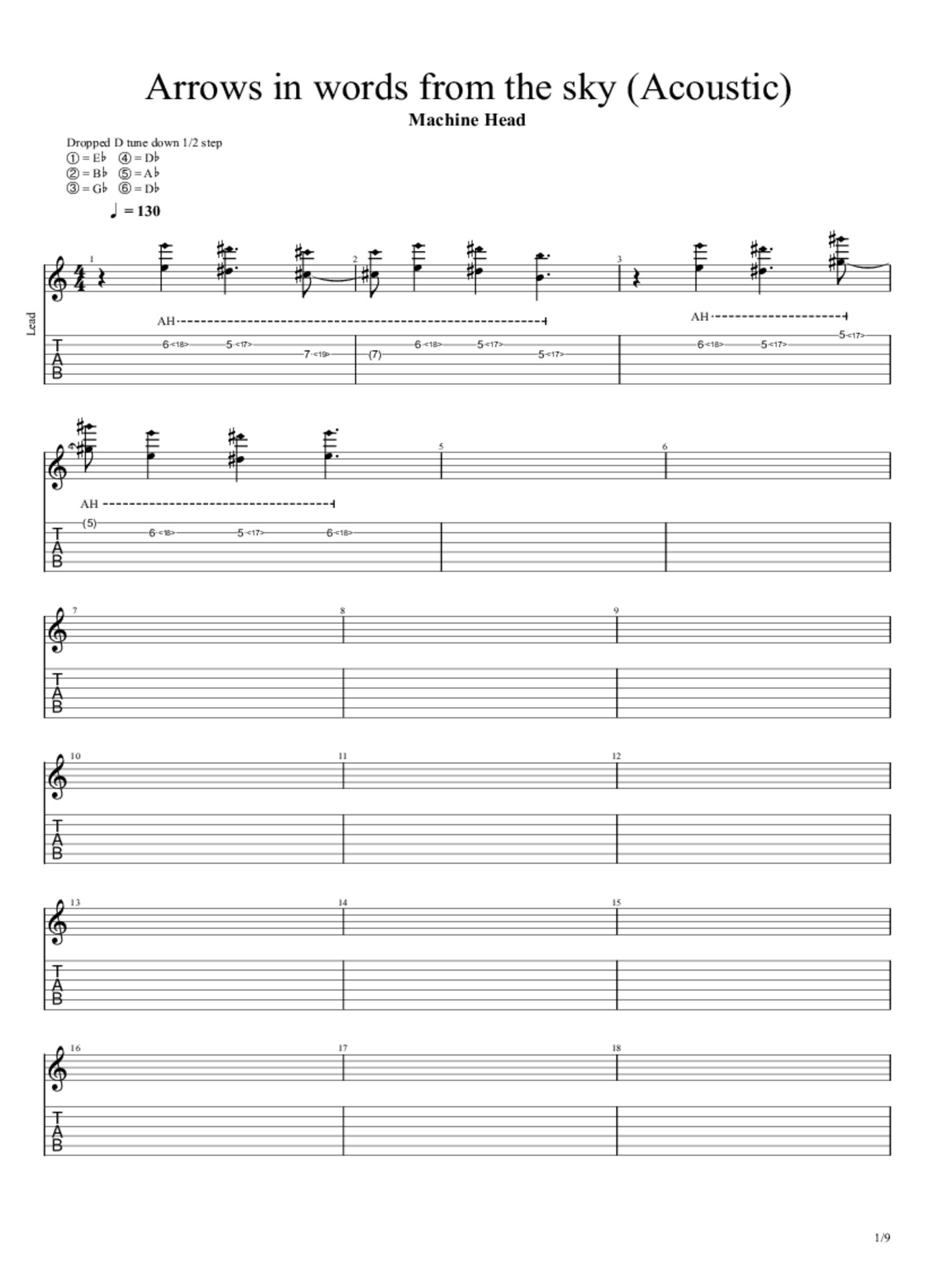 PDF Sample of ARRØWS IN WØRDS FRØM THE SKY (Acoustic) guitar tab & chords by Machine Head - Topic.