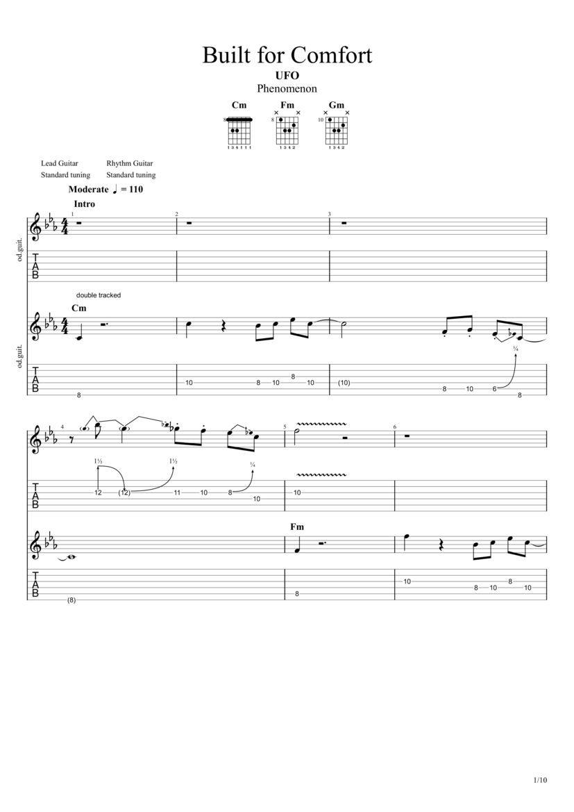 PDF Sample of Built for Comfort guitar tab & chords by UFO.