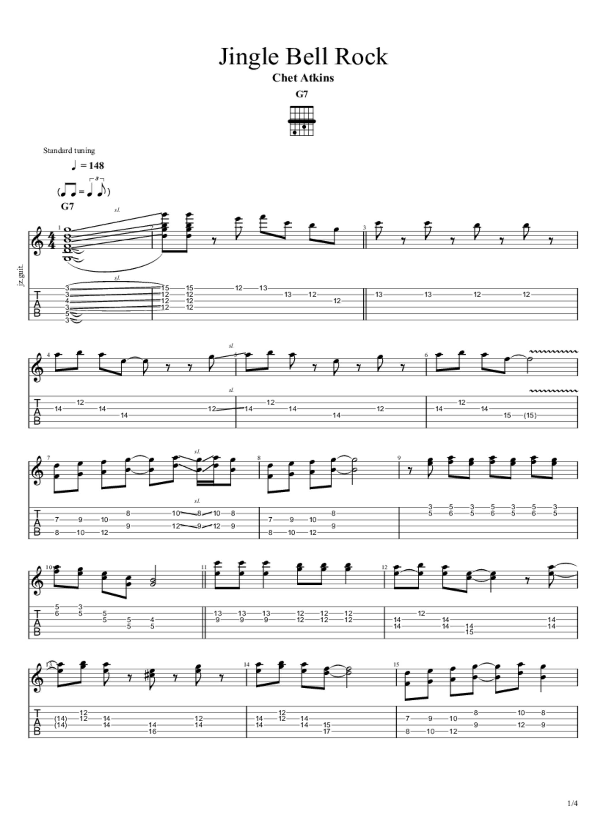 Chet Atkins Jingle Bell Rock Tab Bob Barry PaidTabs