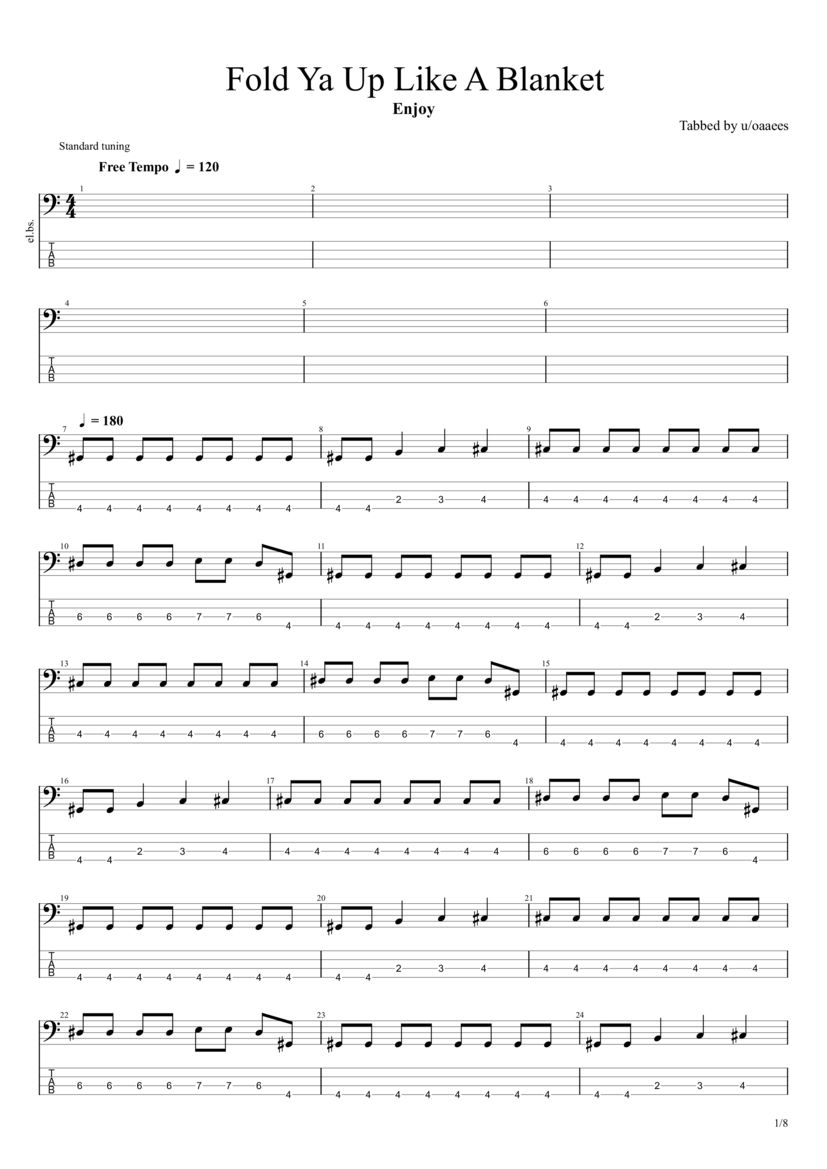 Fold Ya Up Like a Blanket Chords & Tabs Enjoy