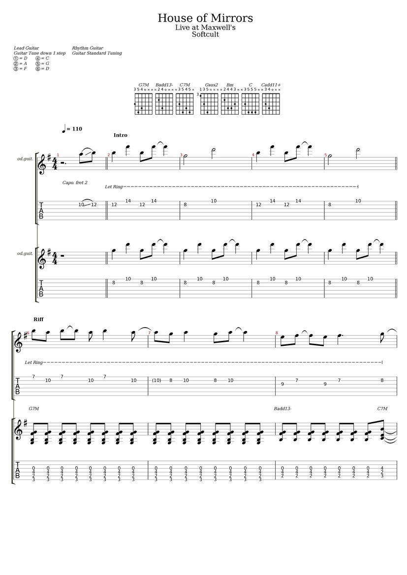 House Of Mirrors LIVE Tab & Chords Softcult
