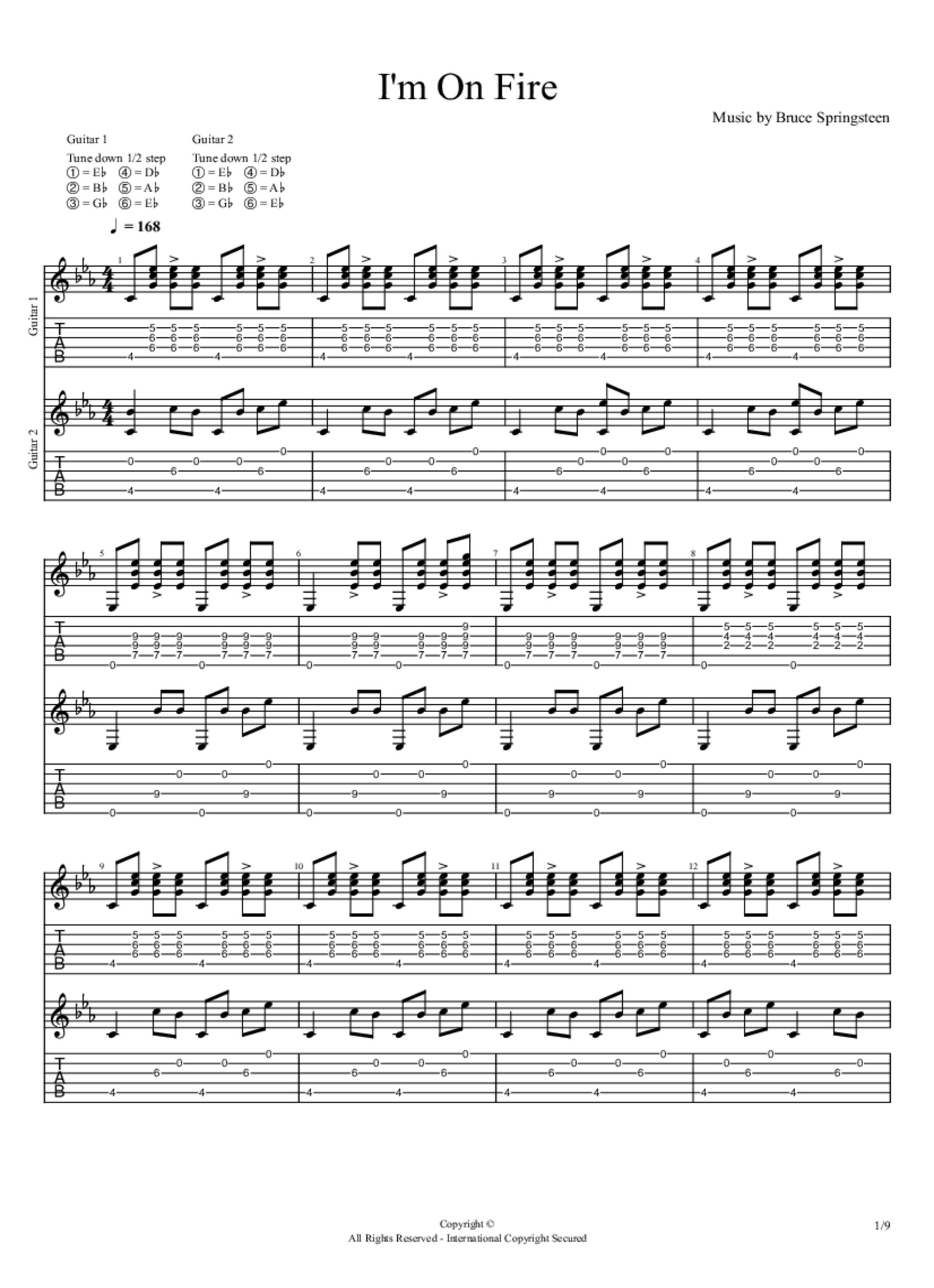 Chords fire bruce springsteen