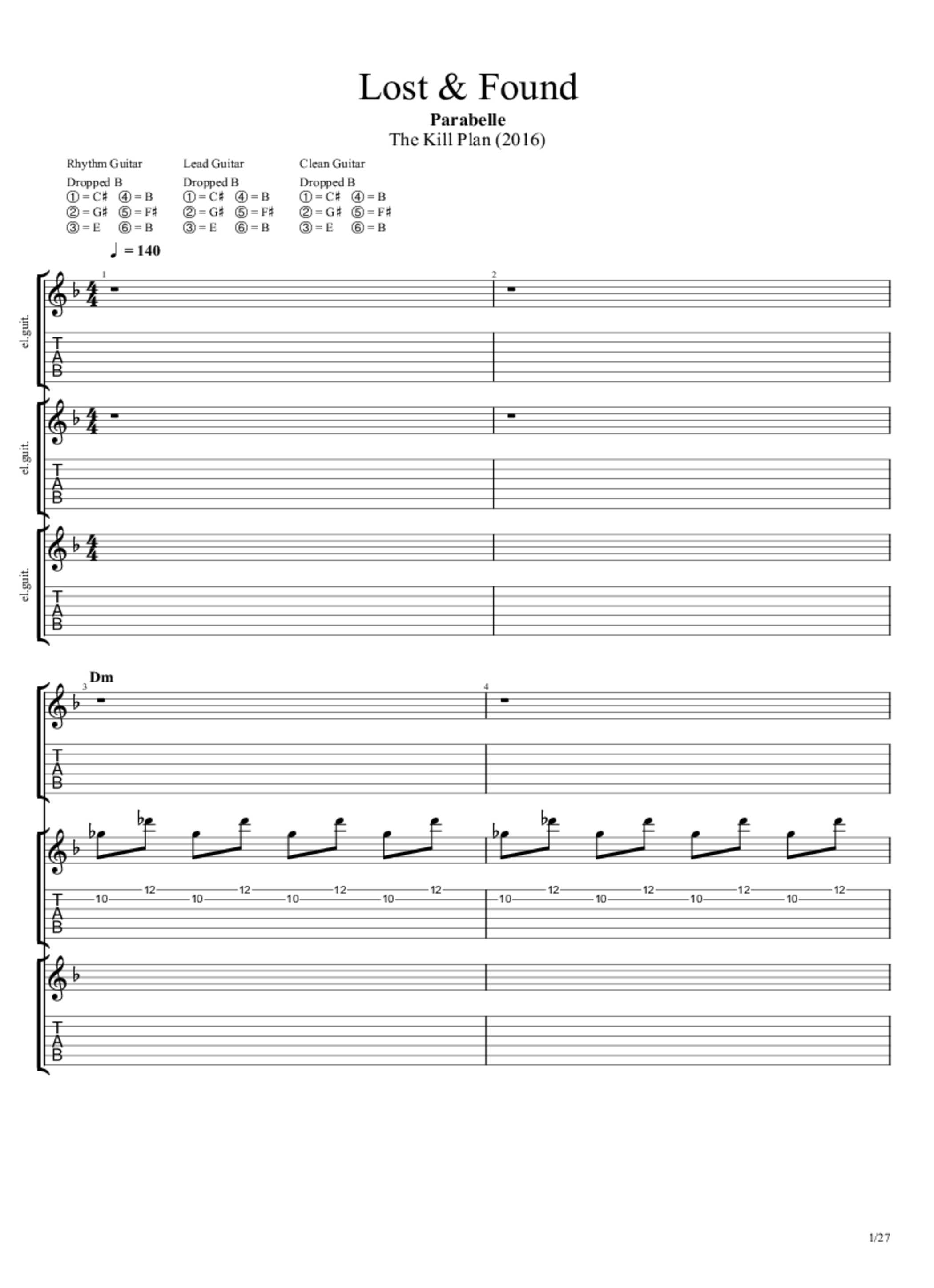 PDF Sample of Parabelle - Lost & Found (HD) guitar tab & chords by Ian-Approved Music in HD.