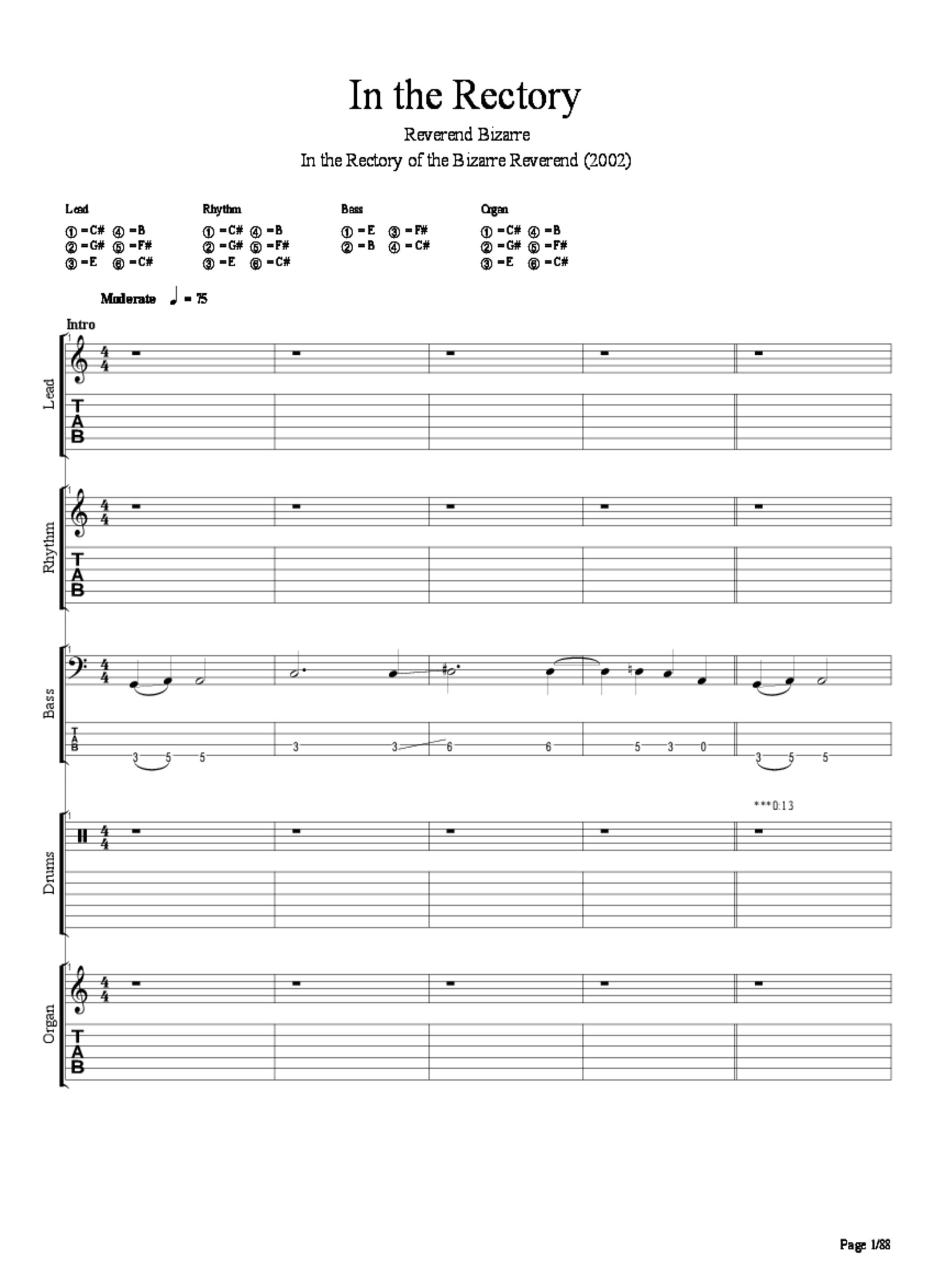 PDF Sample of Reverend Bizarre - In The Rectory guitar tab & chords by TransylvanianWinter.