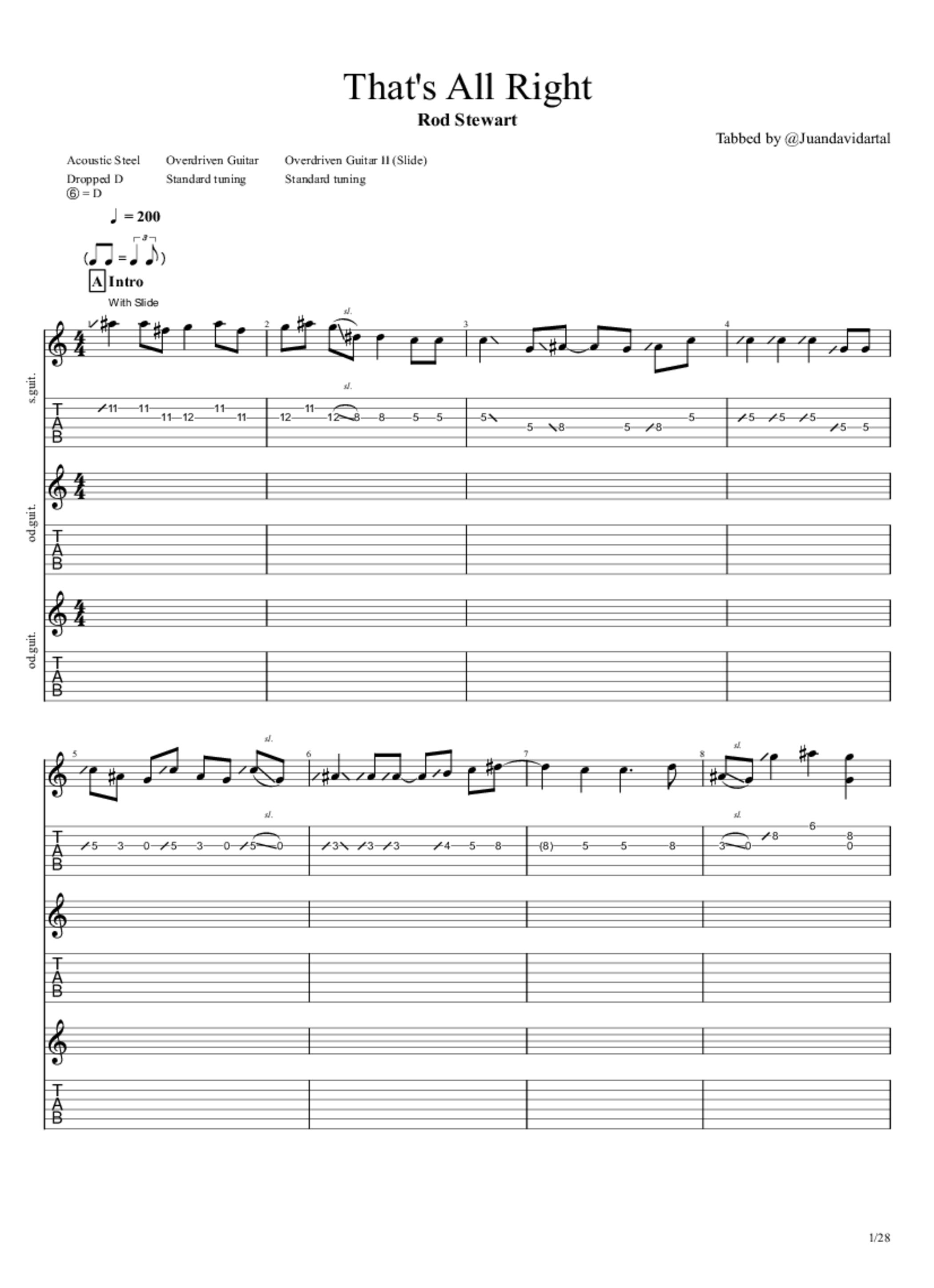 PDF Sample of Rod Stewart - That's All Right (1971) [HQ+Lyrics] guitar tab & chords by All of Rod Stewart.