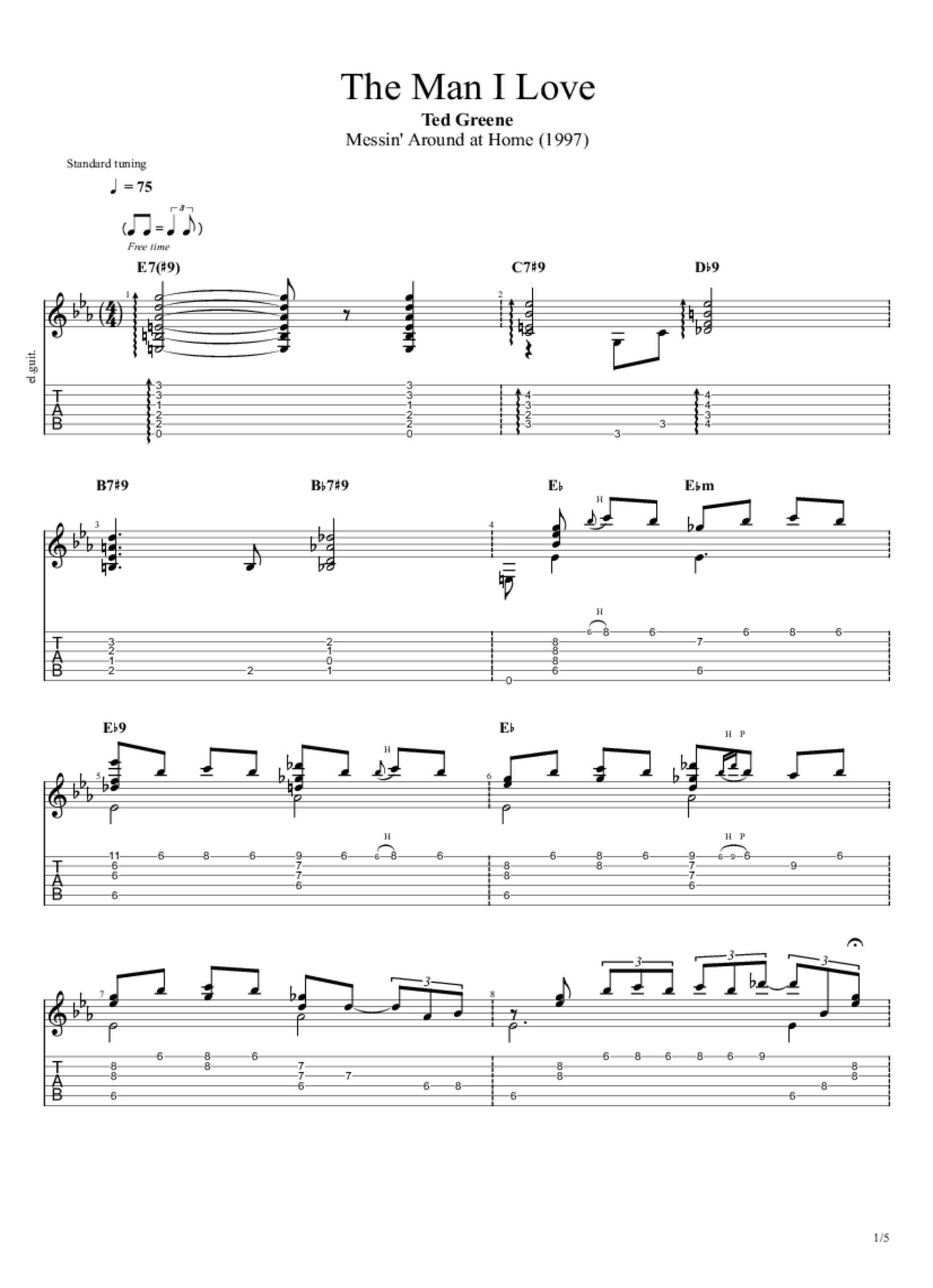 PDF Sample of Ted Greene - Messin' Around at Home (I) Part 1 guitar tab & chords by crispy experience.