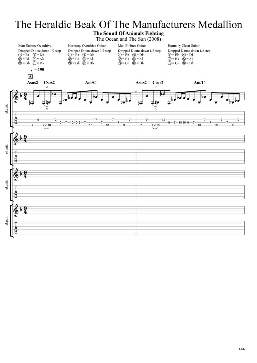 PDF Sample of The Heraldic Beak Of The Manufacturers Medallion guitar tab & chords by TSAF.