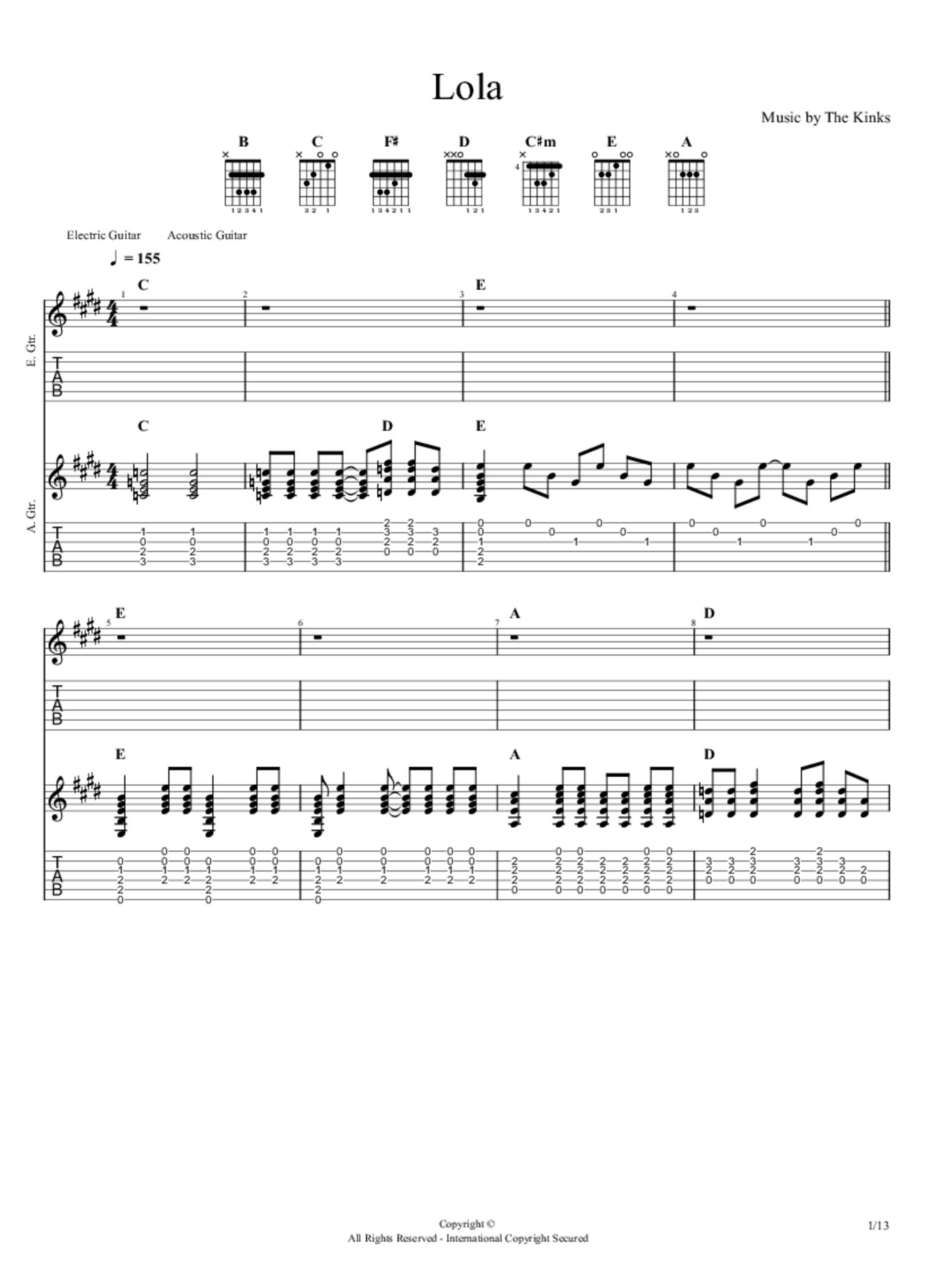 Lola chords kinks