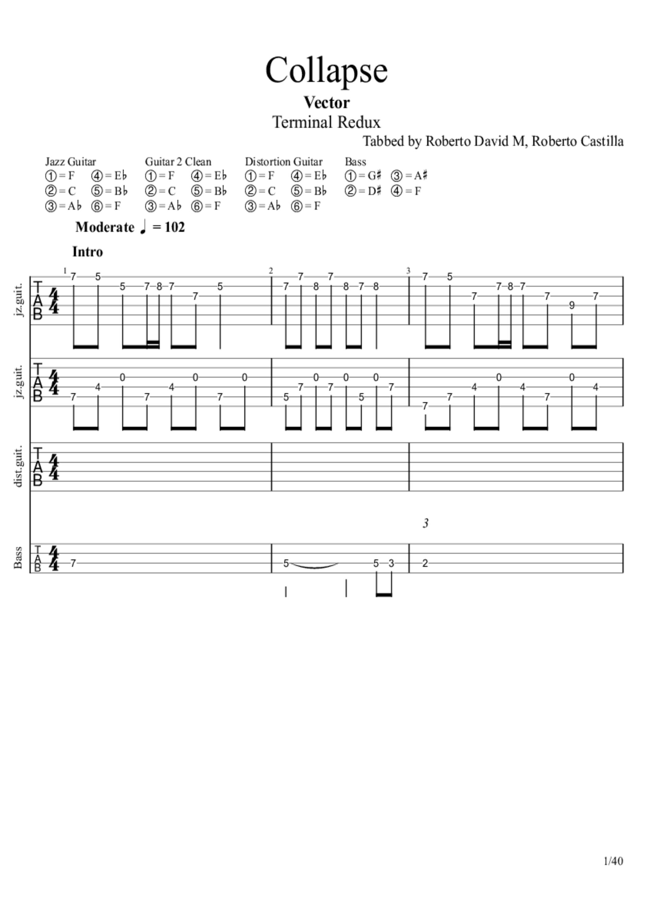 PDF Sample of Vektor - Collapse (Official Audio) guitar tab & chords by Earache Records.