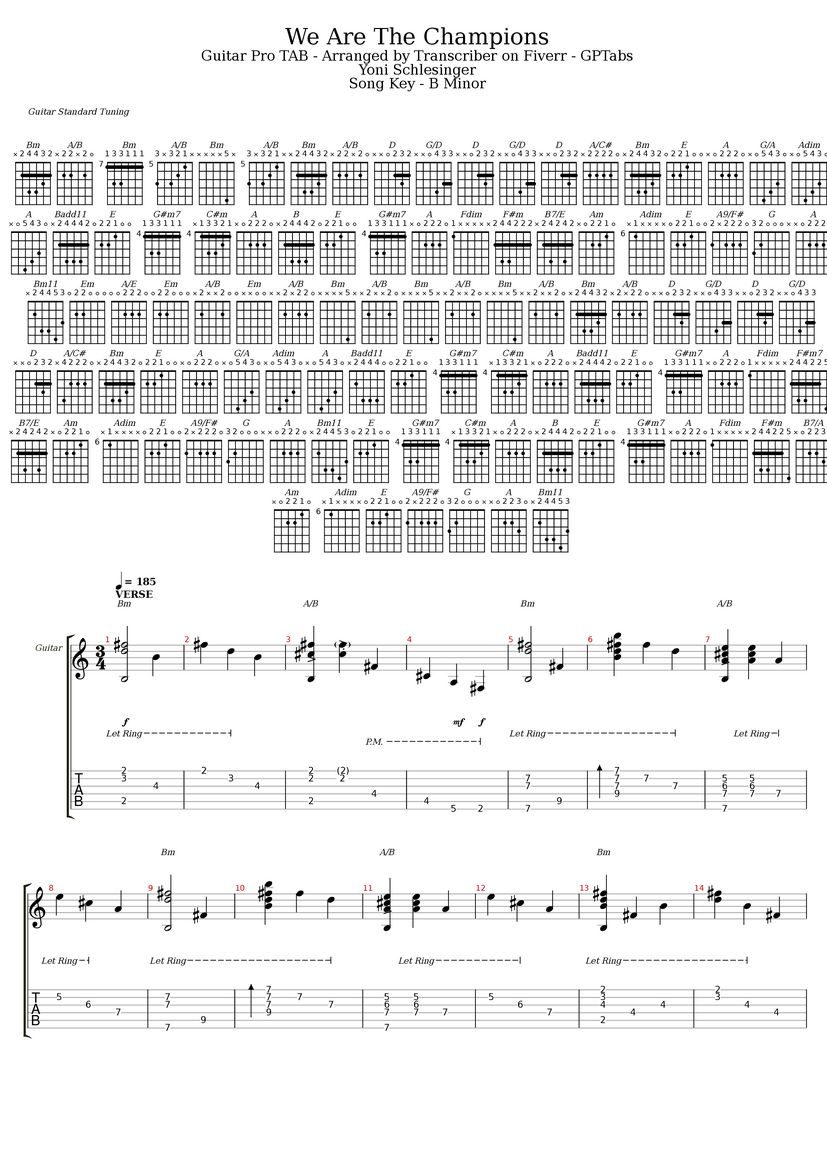 We Are The Champions Queen Acoustic Cover Chords & Tabs