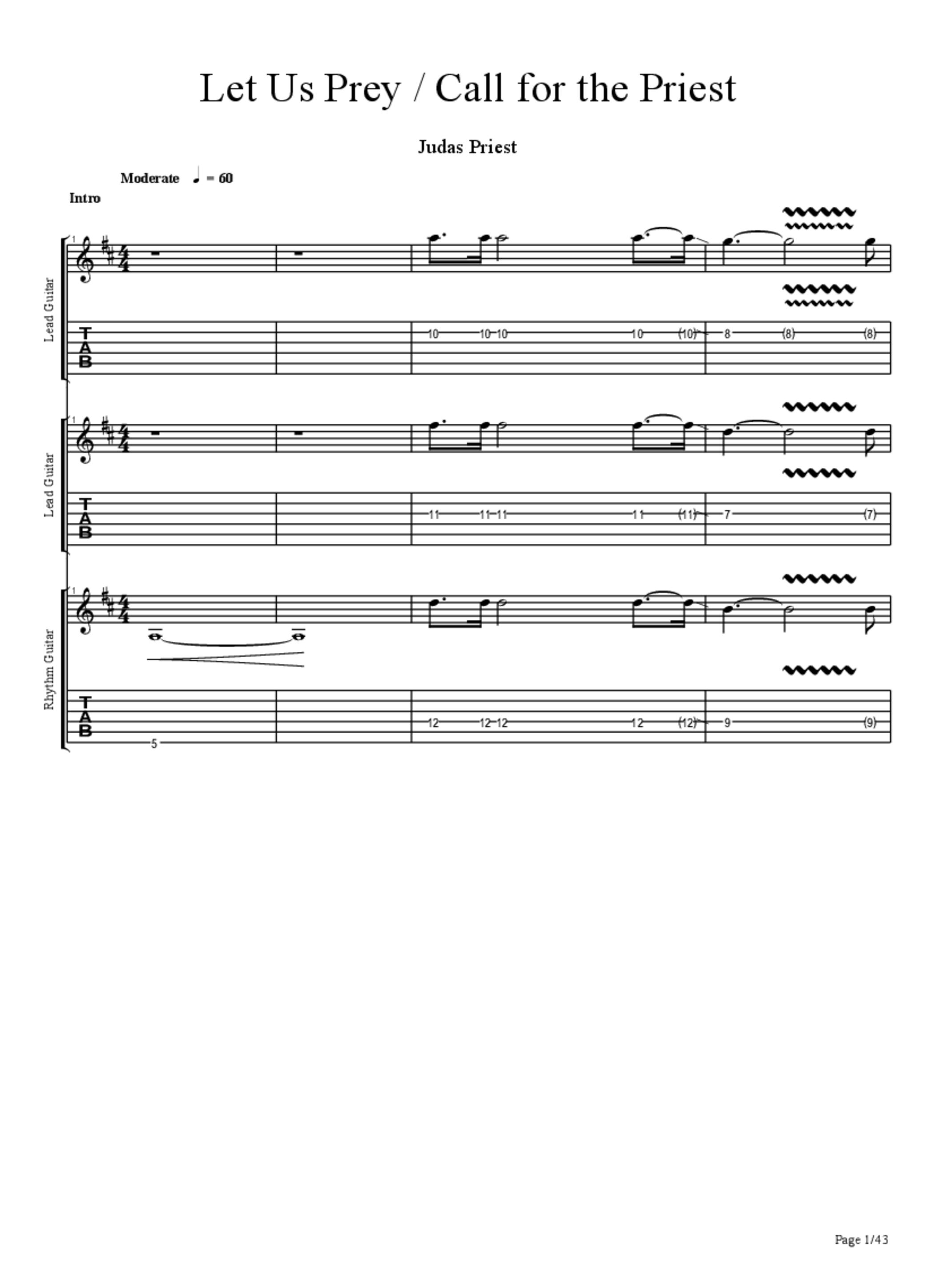 PDF Sample of Judas Priest - Let Us Prey / Call for the Priest (Official Audio) guitar tab & chords by JudasPriestVEVO.