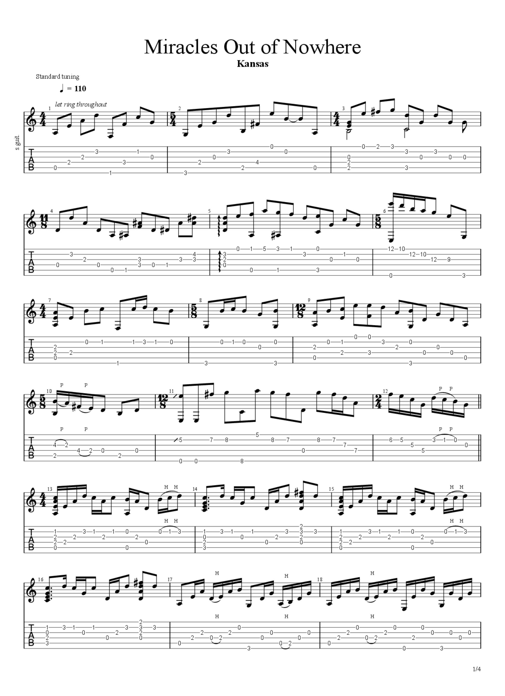 PDF Sample of Kansas - "Miracles Out Of Nowhere" - Acoustic Cover by Melanie Mau & Martin Schnella guitar tab & chords by Martin Schnella.