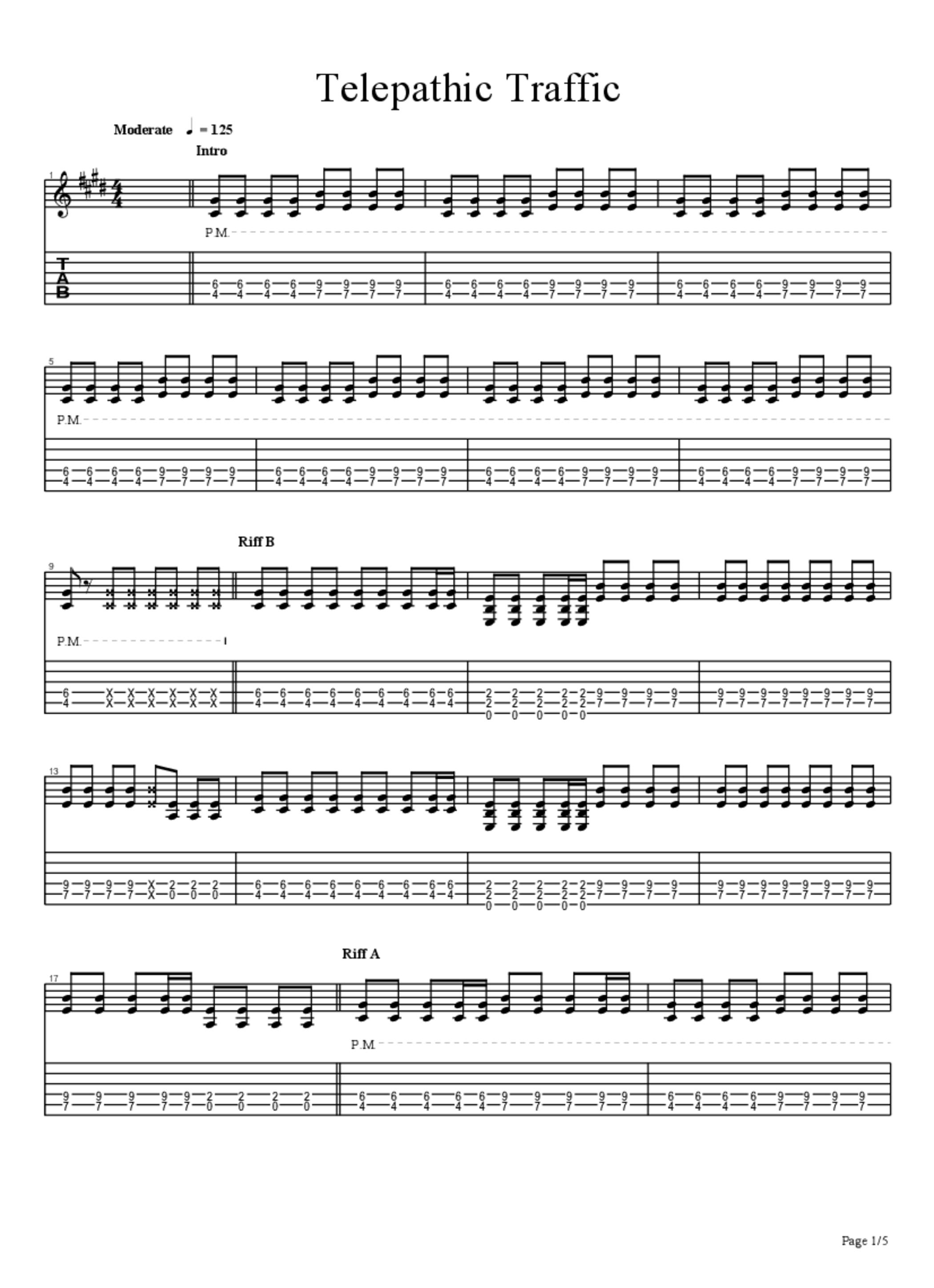 PDF Sample of Telepathic Traffic guitar tab & chords by Archers of Loaf - Topic.