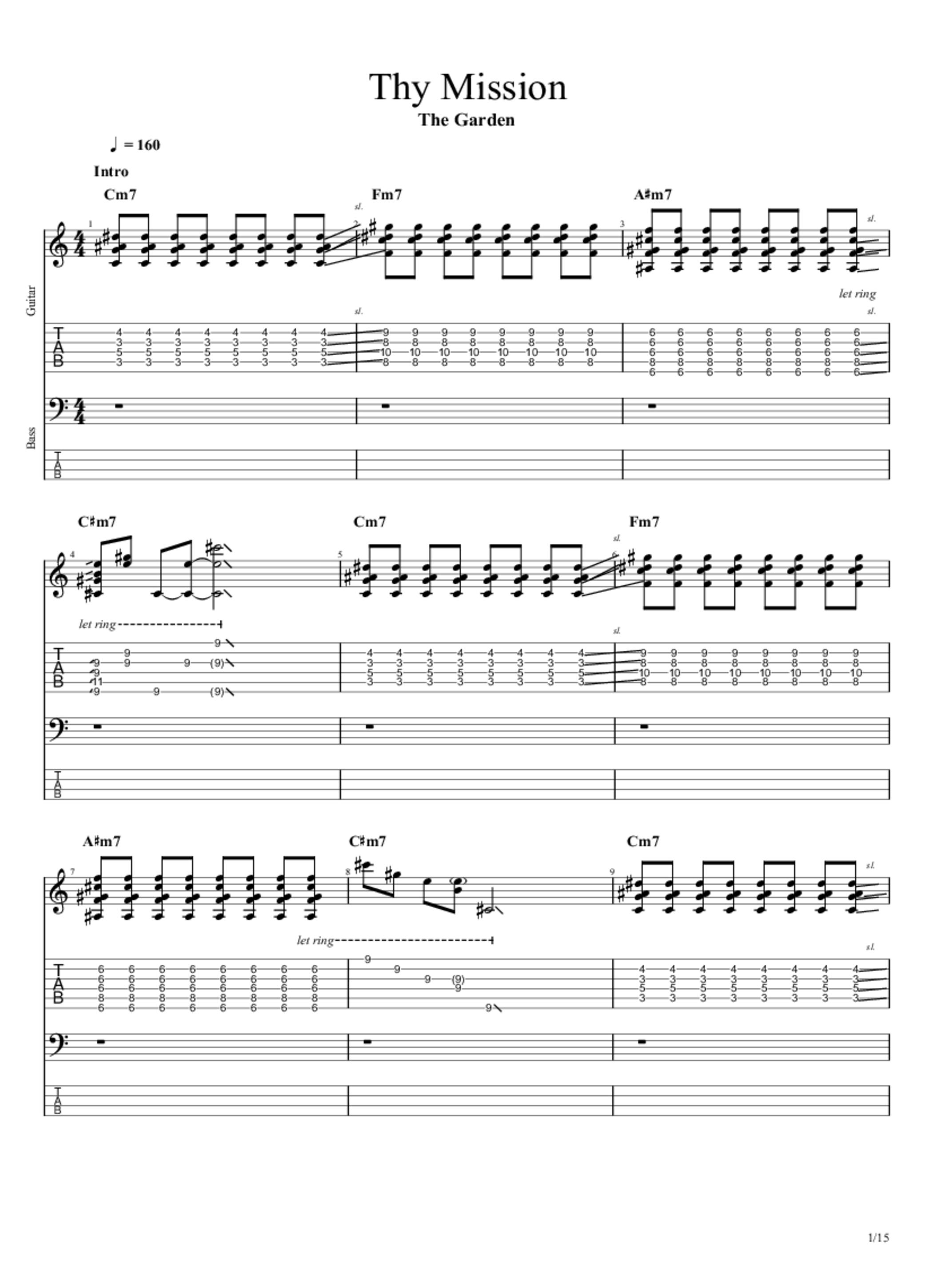 PDF Sample of The Garden - "Thy Mission" (feat. Mac DeMarco) guitar tab & chords by Epitaph Records.